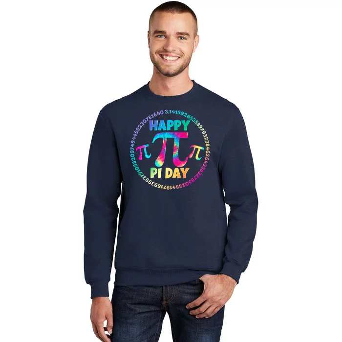 Happy Pi 3.14 Day Rainbow Tie Dye Tall Sweatshirt