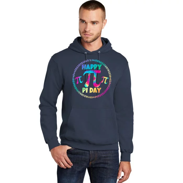 Happy Pi 3.14 Day Rainbow Tie Dye Tall Hoodie