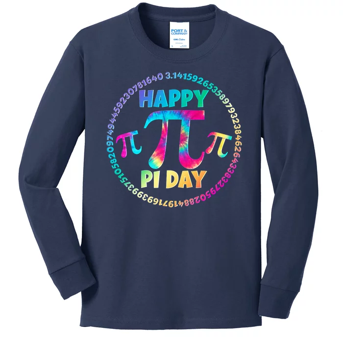 Happy Pi 3.14 Day Rainbow Tie Dye Kids Long Sleeve Shirt