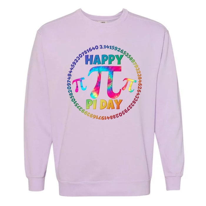 Happy Pi 3.14 Day Rainbow Tie Dye Garment-Dyed Sweatshirt