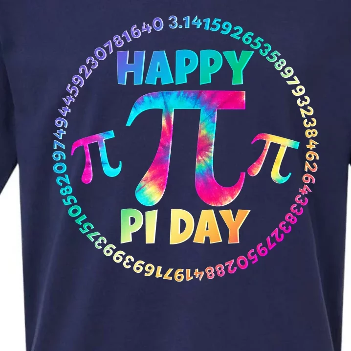 Happy Pi 3.14 Day Rainbow Tie Dye Sueded Cloud Jersey T-Shirt