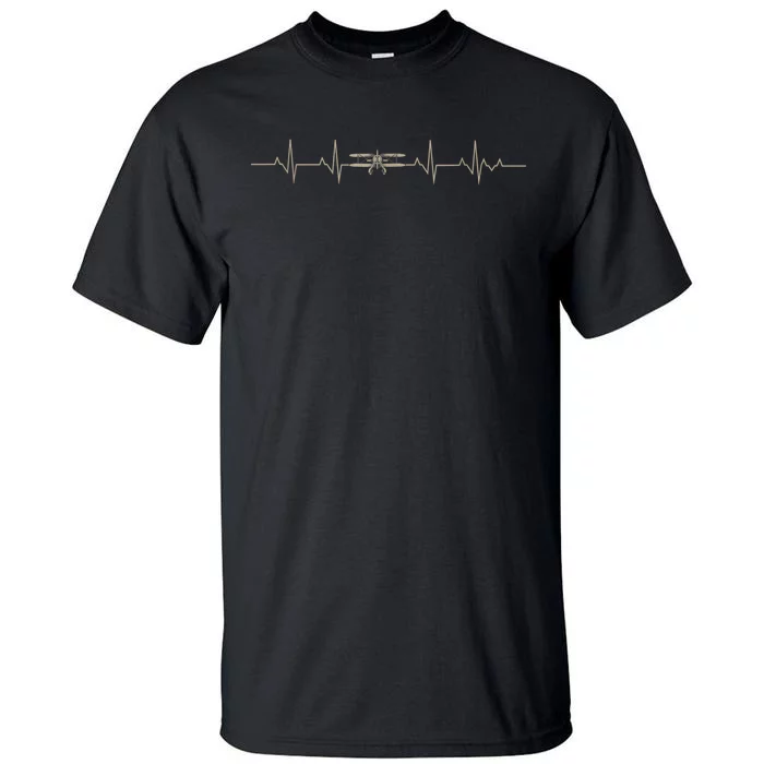 Heartbeat Plane Aviation Aircraft Flying Airplane Pilot Tall T-Shirt