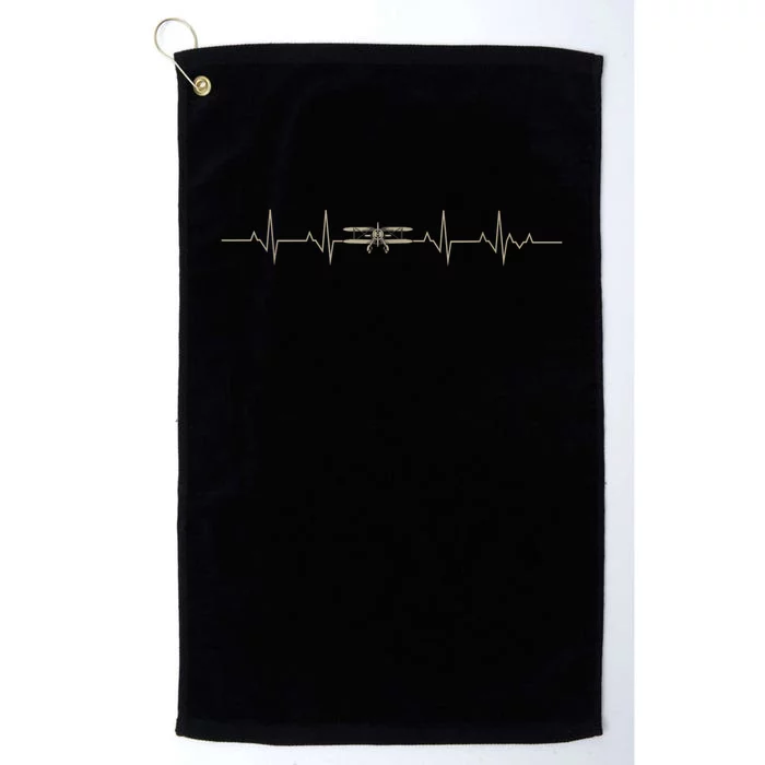 Heartbeat Plane Aviation Aircraft Flying Airplane Pilot Platinum Collection Golf Towel