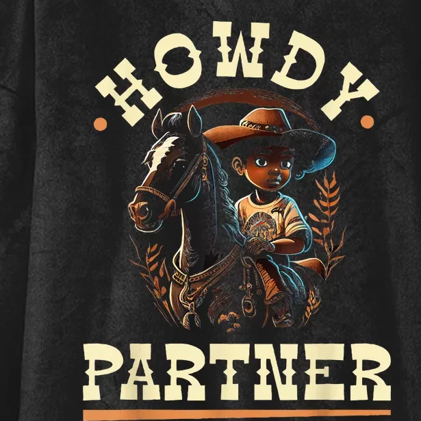 Howdy Partner African American Rodeo Cowboy Hooded Wearable Blanket