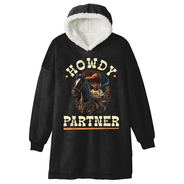 Howdy Partner African American Rodeo Cowboy Hooded Wearable Blanket