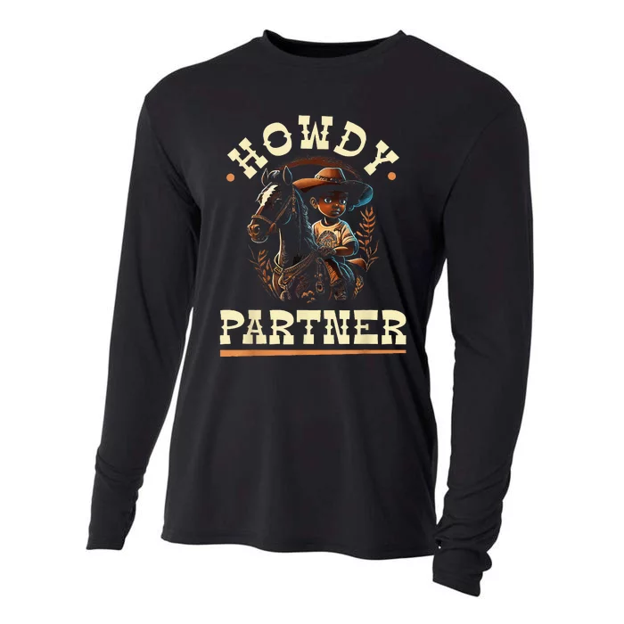 Howdy Partner African American Rodeo Cowboy Cooling Performance Long Sleeve Crew