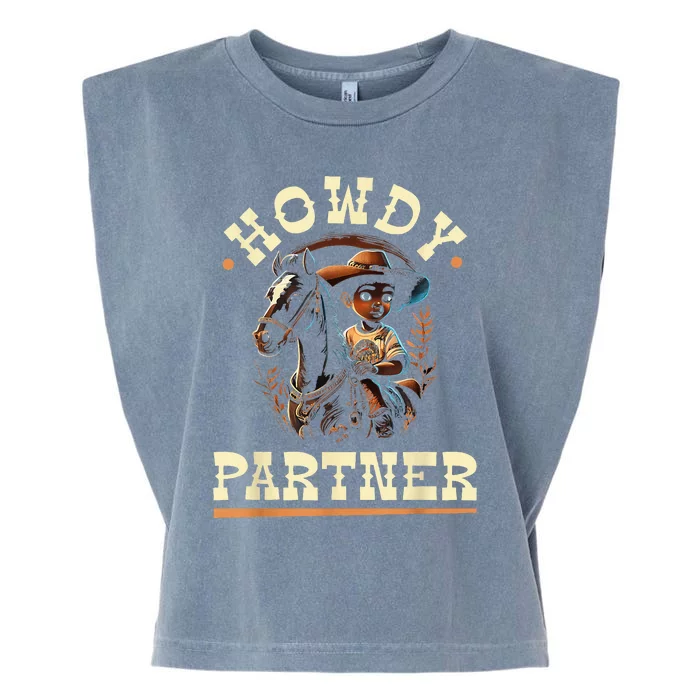 Howdy Partner African American Rodeo Cowboy Garment-Dyed Women's Muscle Tee