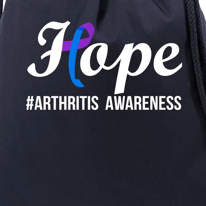 Hope Purple And Blue Ribbon Arthritis Awareness Month Cute Gift Drawstring Bag