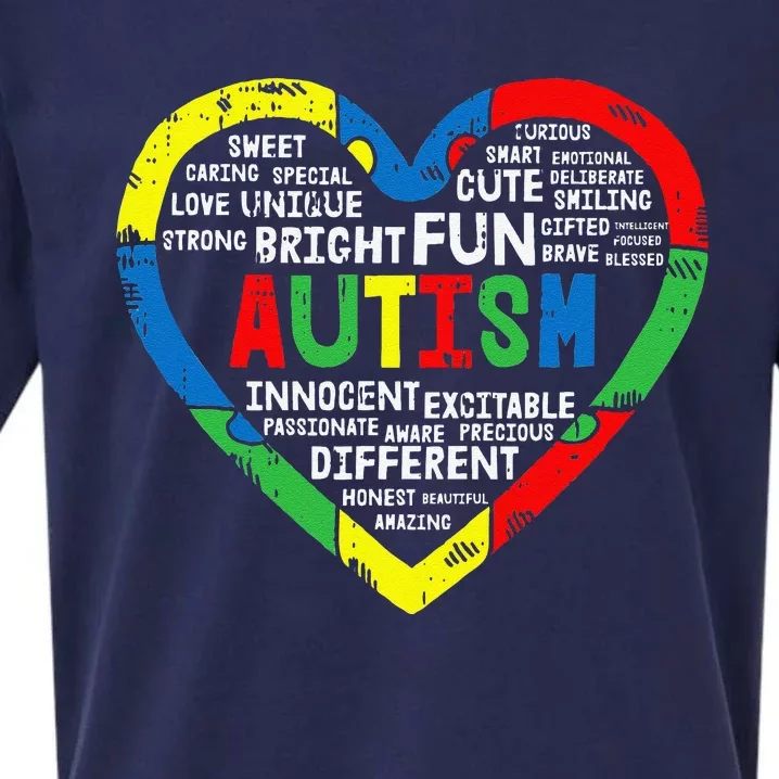 Heart Puzzle Autism Awareness Bright Fun Different Gifts Sueded Cloud Jersey T-Shirt