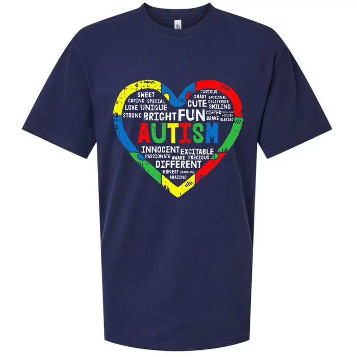 Heart Puzzle Autism Awareness Bright Fun Different Gifts Sueded Cloud Jersey T-Shirt