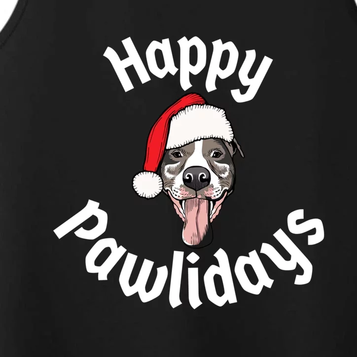 Happy Pawlidays And Merry Pitmas Pitbull Christmas Meaningful Gift Performance Tank