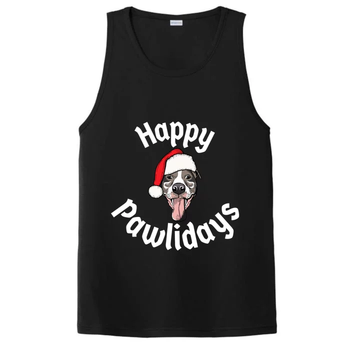 Happy Pawlidays And Merry Pitmas Pitbull Christmas Meaningful Gift Performance Tank