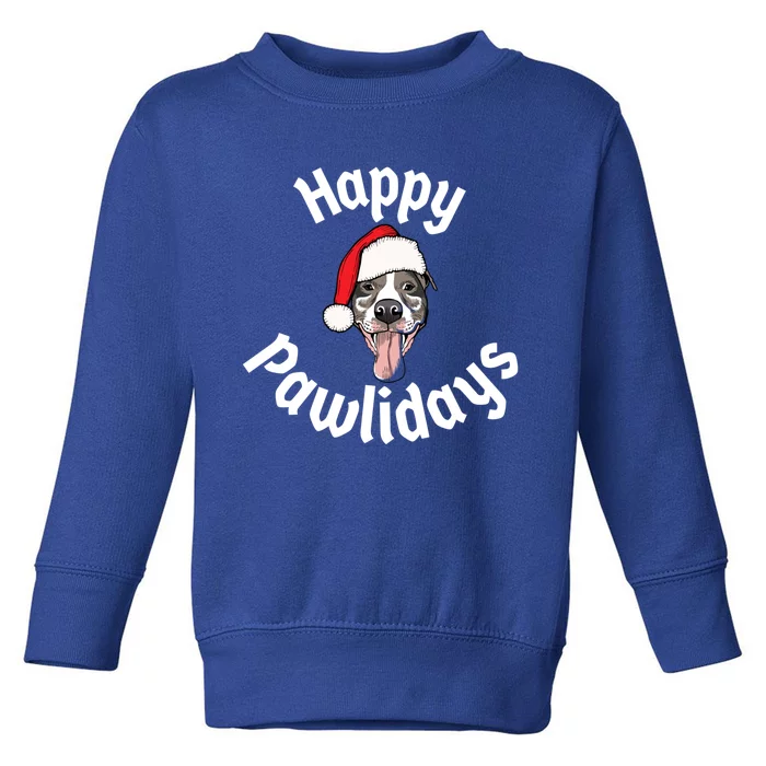 Happy Pawlidays And Merry Pitmas Pitbull Christmas Meaningful Gift Toddler Sweatshirt