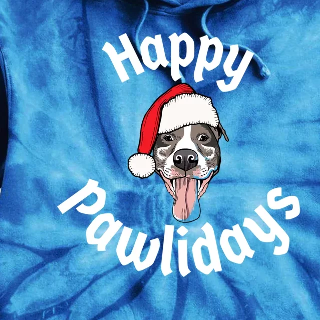 Happy Pawlidays And Merry Pitmas Pitbull Christmas Meaningful Gift Tie Dye Hoodie