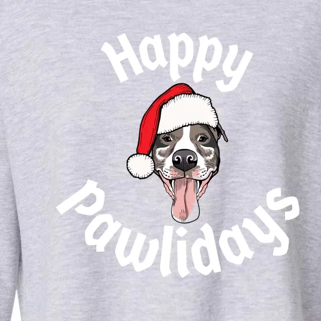 Happy Pawlidays And Merry Pitmas Pitbull Christmas Meaningful Gift Cropped Pullover Crew