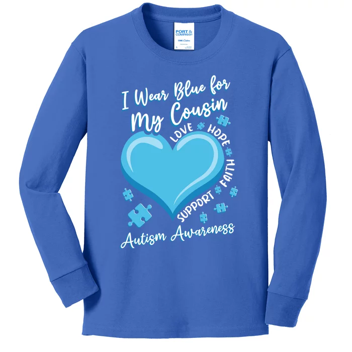 Heart Puzzle April Blue For Cousin Autism Awareness Gift Kids Long Sleeve Shirt