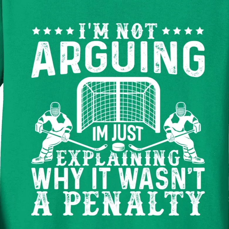 Hockey Player Arguing Gift Funny Hockey Kids Long Sleeve Shirt