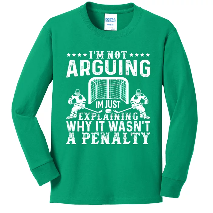 Hockey Player Arguing Gift Funny Hockey Kids Long Sleeve Shirt