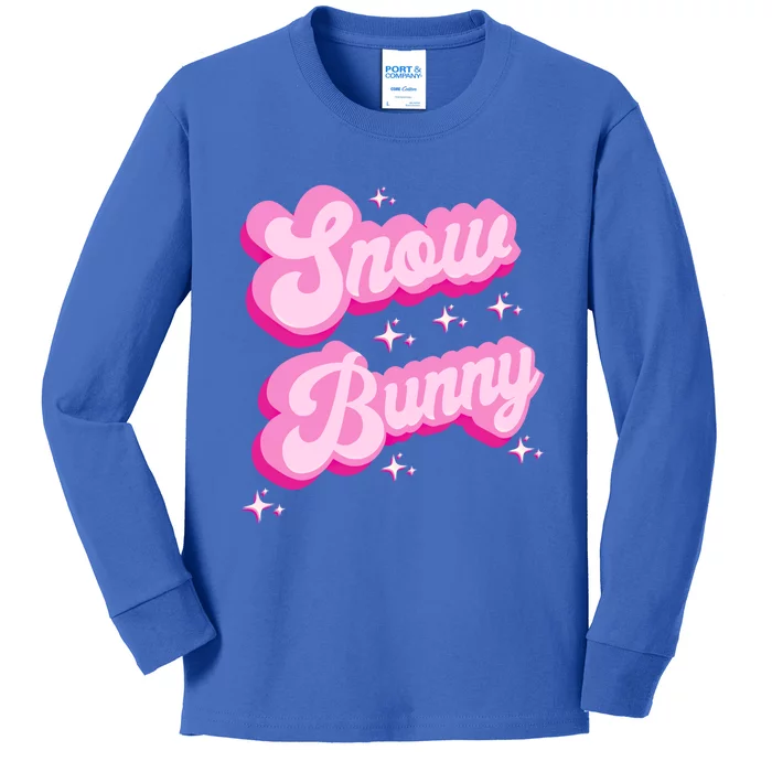 Hot Pink Aesthetic Ski Lover Winter Wonderland Snow Bunny Gift Kids Long Sleeve Shirt