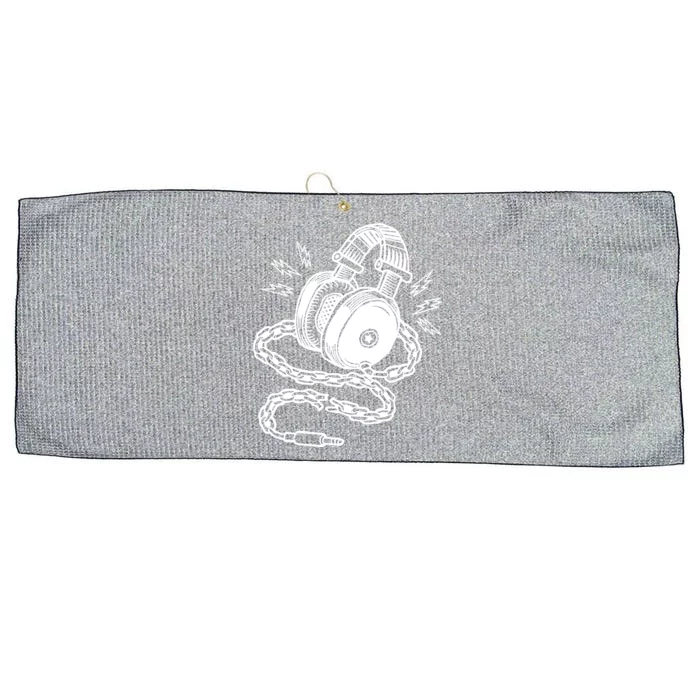 Head Phone And Chain Large Microfiber Waffle Golf Towel