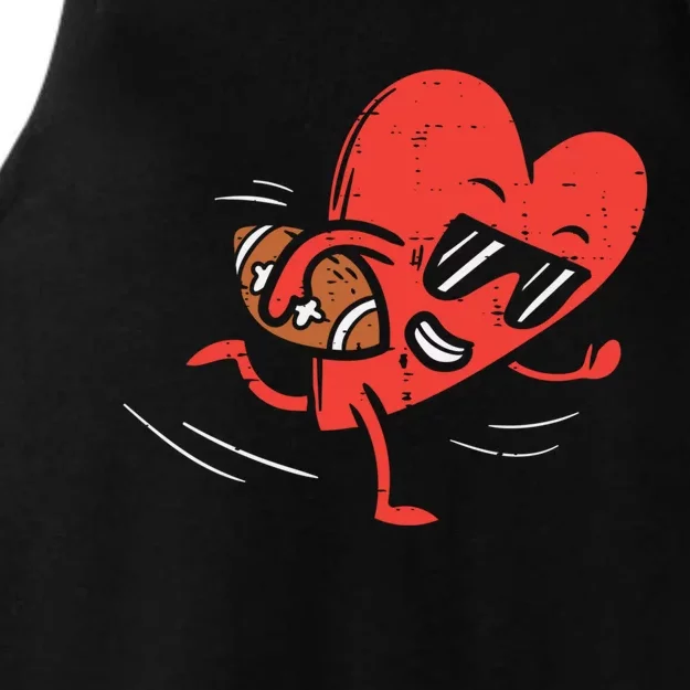 Heart Playing American Football Valentines Day Sports Gift Ladies Tri-Blend Wicking Tank