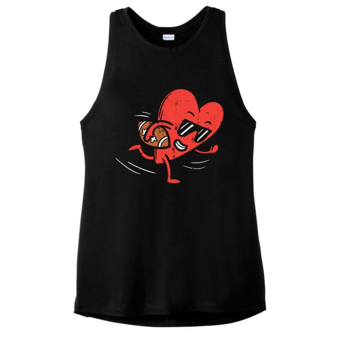 Heart Playing American Football Valentines Day Sports Gift Ladies Tri-Blend Wicking Tank