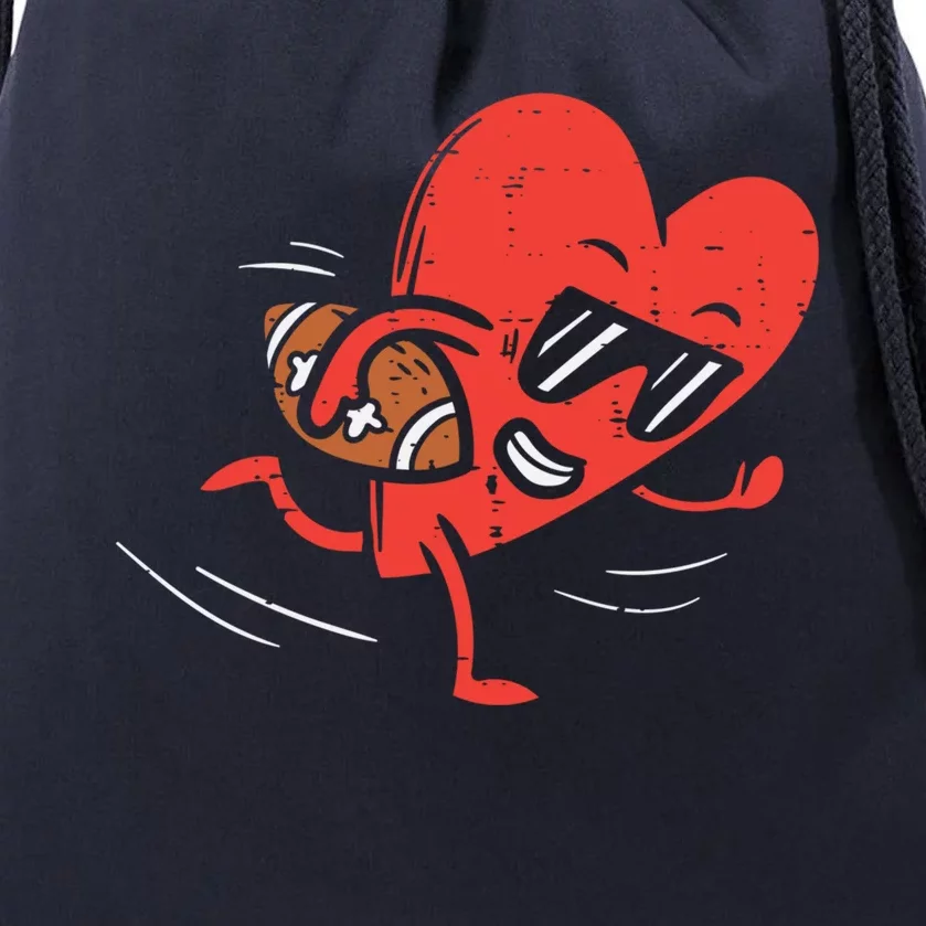 Heart Playing American Football Valentines Day Sports Gift Drawstring Bag