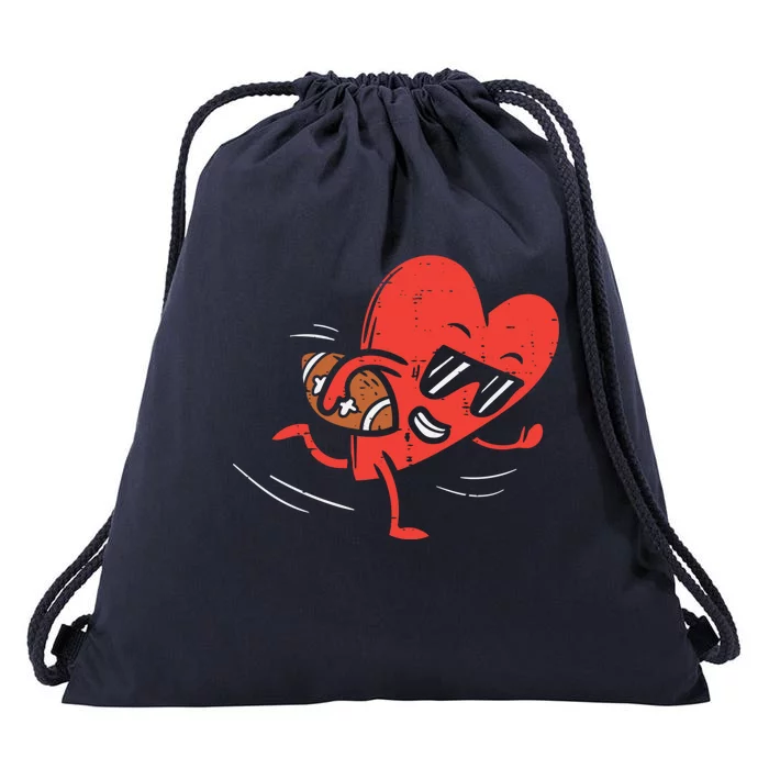 Heart Playing American Football Valentines Day Sports Gift Drawstring Bag