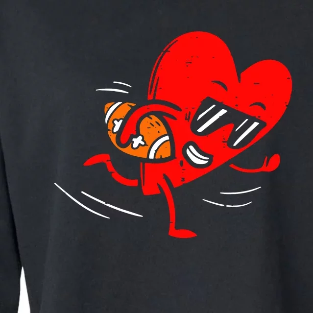 Heart Playing American Football Valentines Day Sports Cropped Pullover Crew