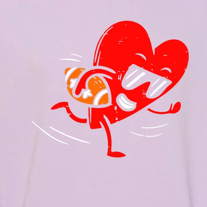 Heart Playing American Football Valentines Day Sports Garment-Dyed Sweatshirt