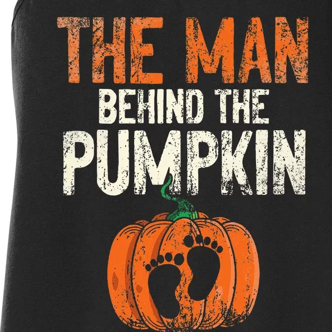 Halloween Pregnancy Announcement The Man Behind The Pumpkin Women's Racerback Tank