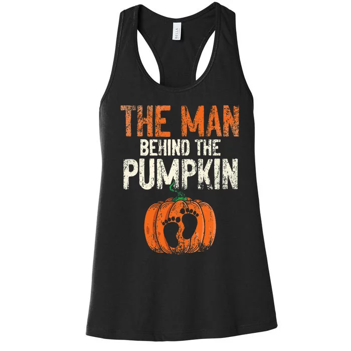 Halloween Pregnancy Announcement The Man Behind The Pumpkin Women's Racerback Tank