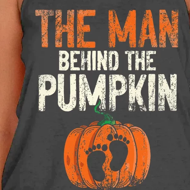 Halloween Pregnancy Announcement The Man Behind The Pumpkin Women's Knotted Racerback Tank