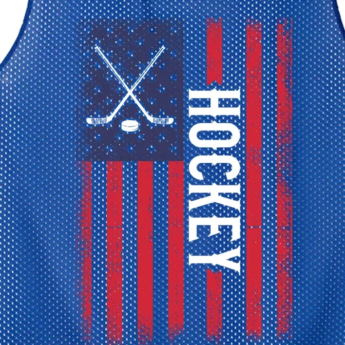 Hockey Puck And Sticks Ice Hockey Cute Gift American Flag Cool Gift Mesh Reversible Basketball Jersey Tank