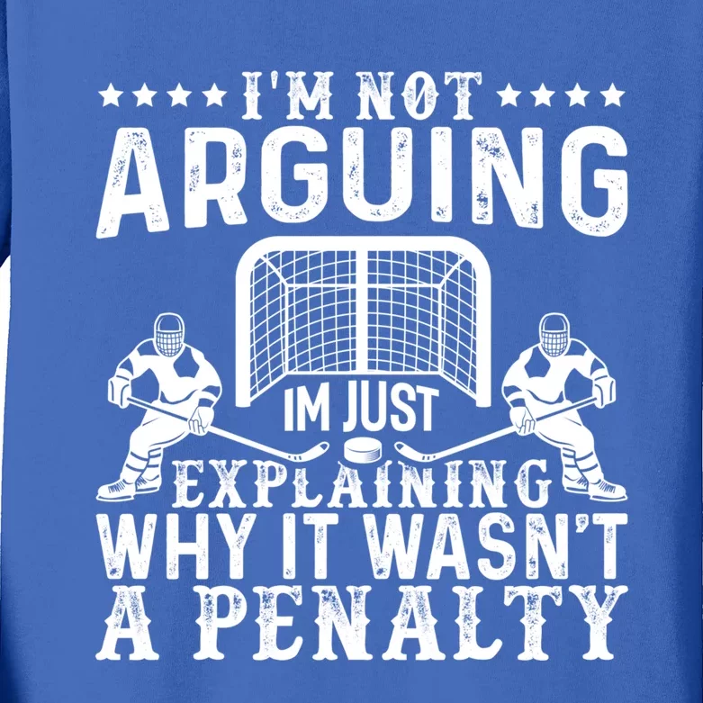 Hockey Player Arguing Gift Funny Hockey Gift Kids Long Sleeve Shirt