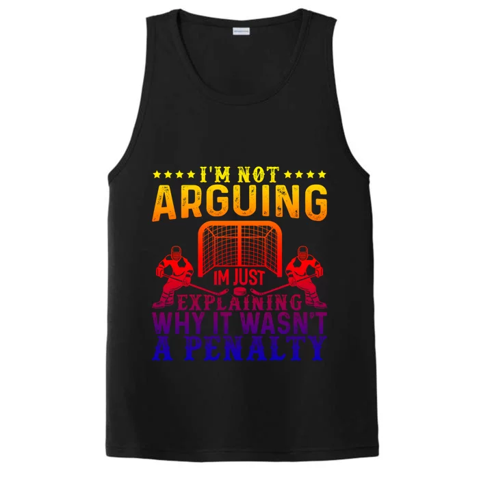 Hockey Player Arguing Gift Funny Ice Hockey Cool Gift Performance Tank