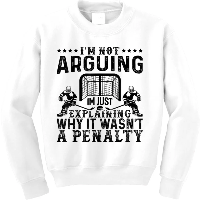 Hockey Player Arguing Gift Funny Hockey Kids Sweatshirt