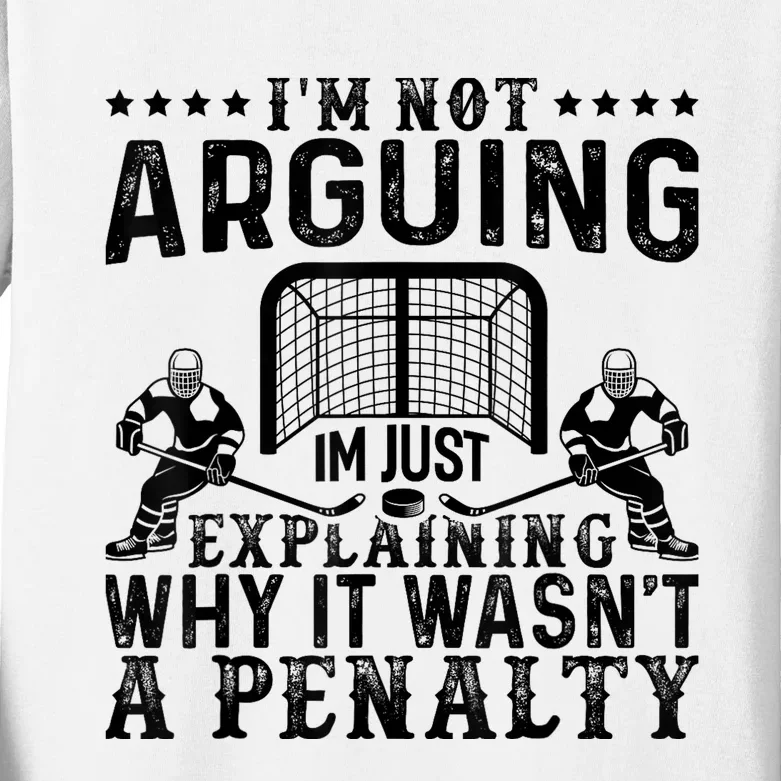 Hockey Player Arguing Gift Funny Hockey Kids Long Sleeve Shirt