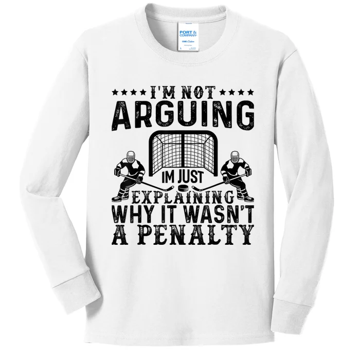 Hockey Player Arguing Gift Funny Hockey Kids Long Sleeve Shirt