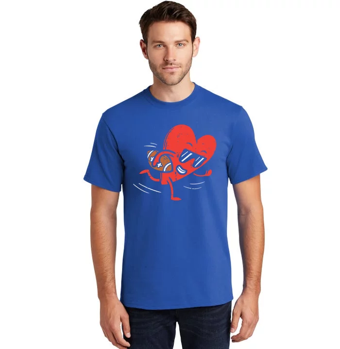 Heart Playing American Football Valentines Day Sports Gift Tall T-Shirt