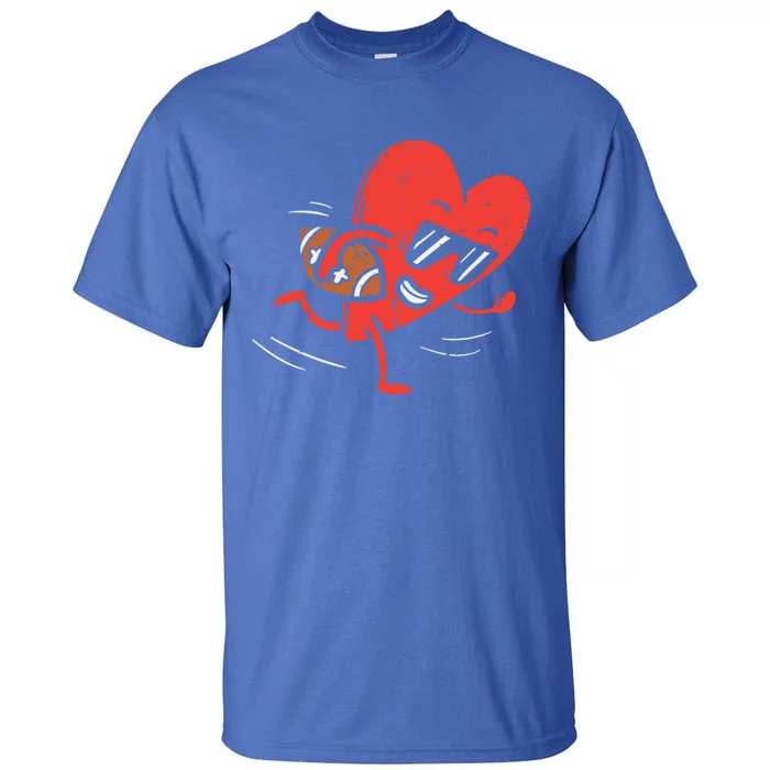 Heart Playing American Football Valentines Day Sports Gift Tall T-Shirt