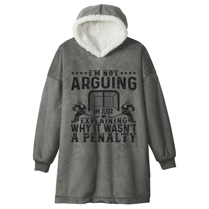 Hockey Player Arguing Gift Funny Hockey Hooded Wearable Blanket