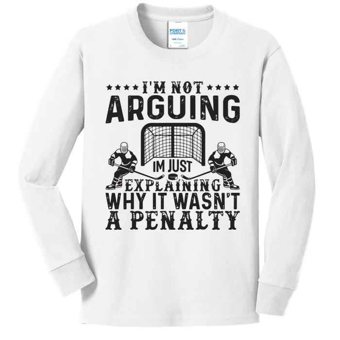 Hockey Player Arguing Gift Funny Hockey Kids Long Sleeve Shirt