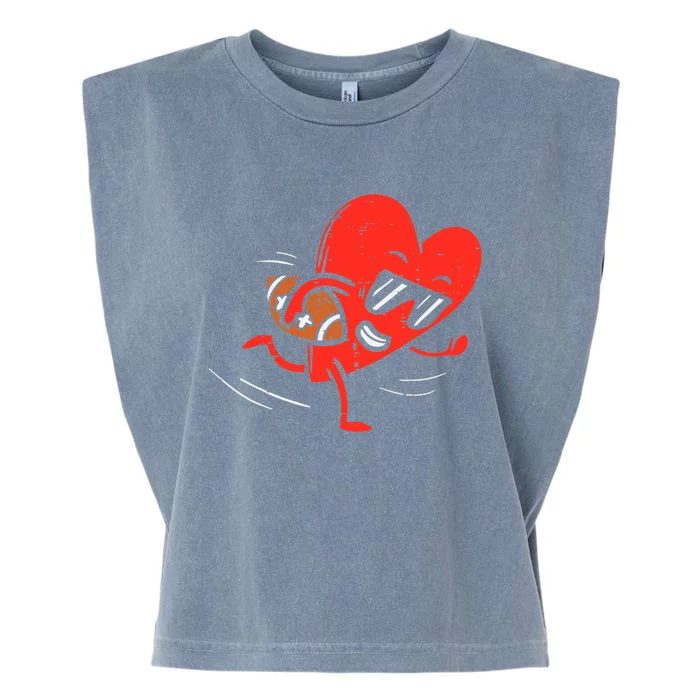 Heart Playing American Football Sports Valentines Day Boy Garment-Dyed Women's Muscle Tee