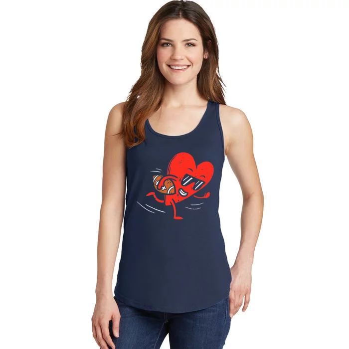 Heart Playing American Football Sports Valentines Day Boy Ladies Essential Tank