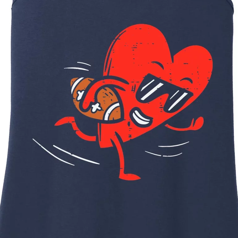 Heart Playing American Football Sports Valentines Day Boy Ladies Essential Tank