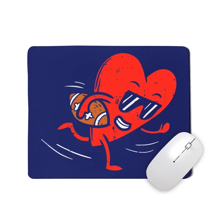 Heart Playing American Football Sports Valentines Day Boy Mousepad