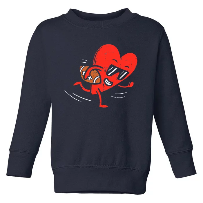 Heart Playing American Football Sports Valentines Day Boy Toddler Sweatshirt