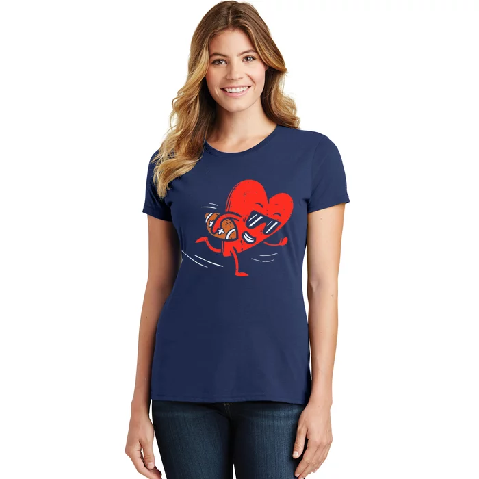 Heart Playing American Football Sports Valentines Day Boy Women's T-Shirt