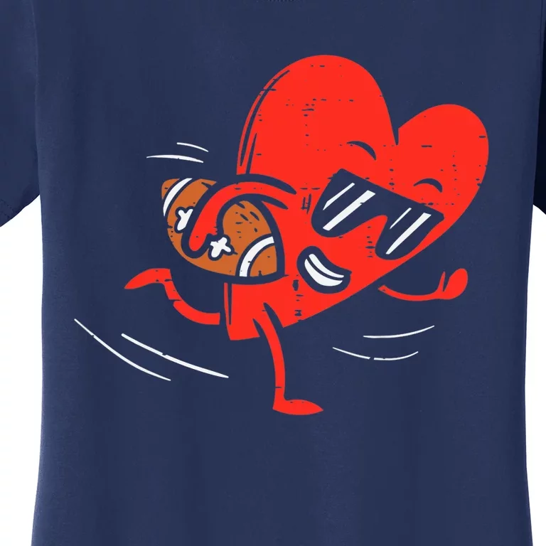 Heart Playing American Football Sports Valentines Day Boy Women's T-Shirt